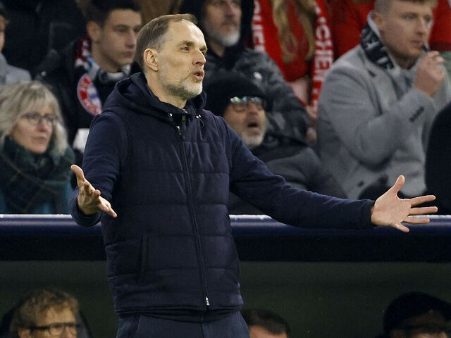 MUNICH, GERMANY - APRIL 19: Thomas Tuchel, Head Coach of Bayern Munich on the side line during the UEFA Champions League Quarterfinal Second Leg match between FC Bayern Munich and Manchester City at Allianz Arena on April 19, 2023 in Munich, Germany.