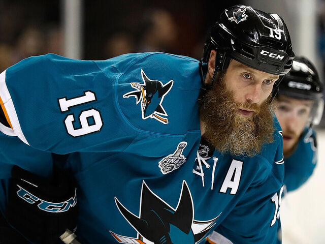 SAN JOSE, CA - JUNE 4: Joe Thornton #19 of the San Jose Sharks skates against the Pittsburgh Penguins during Game Three of the 2016 NHL Stanley Cup Final at SAP Center on June 4, 2016 in San Jose, California . *** Local Caption ***