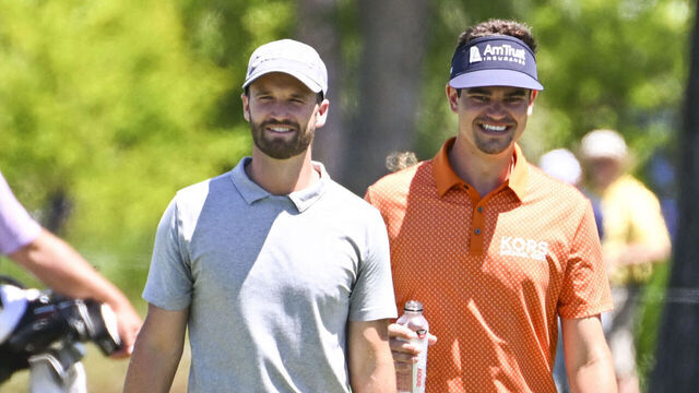 AVONDALE, LOUISIANA - APRIL 22: Beau Hossler and Wyndham Clark during the third round of the Zurich Classic of New Orleans at TPC Louisiana on April 22, 2023 in Avondale, Louisiana.