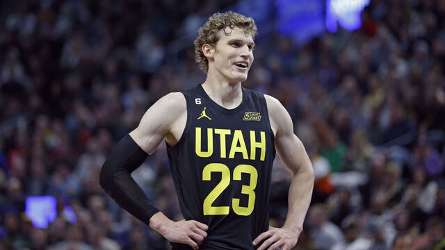 SALT LAKE CITY, UT - OCTOBER 26: Lauri Markkanen #23 of the Utah Jazz smiles against the Houston Rockets on October 26, 2022 at vivint.SmartHome Arena in Salt Lake City, Utah. Mandatory Copyright Notice: Copyright 2022 NBAE
