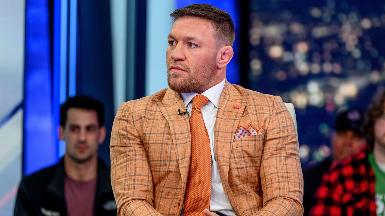NEW YORK, NEW YORK - MARCH 15: Conor McGregor visits "Hannity" with host Sean Hannity at Fox News Channel Studios on March 15, 2023 in New York City.