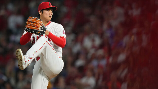 Baseball: Los Angeles Angels Shohei Ohtani (17) in action, pitching vs Kansas City Royals at Angels Stadium. Anaheim, CA 4/21/2023 CREDIT: Erick W. Rasco (Set Number: X164349 TK1)