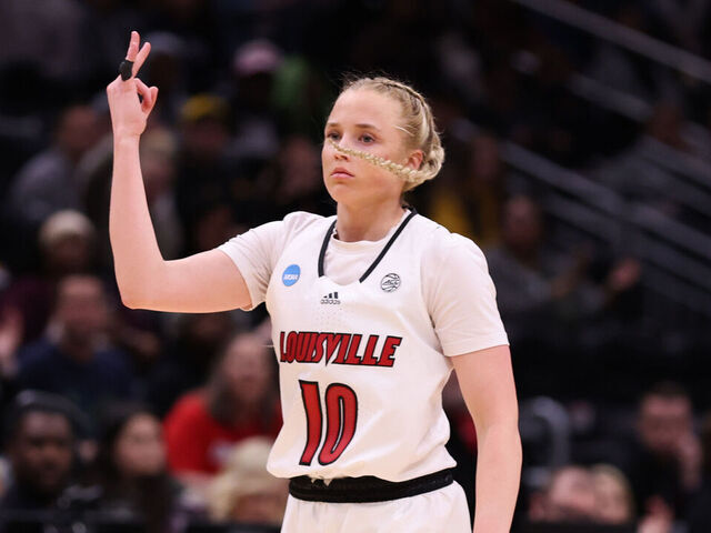 SEATTLE, WASHINGTON - MARCH 24: Hailey Van Lith #10 of the Louisville Cardinals reacts against the Ole Miss Rebels during the first quarter in the Sweet 16 round of the NCAA Women's Basketball Tournament at Climate Pledge Arena on March 24, 2023 in Seattle, Washington.