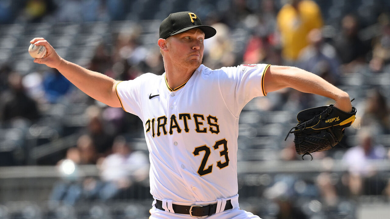 PITTSBURGH, PA - APRIL 27: Mitch Keller #23 of the Pittsburgh Pirates delivers a pitch in the first inning during the game against the Los Angeles Dodgers at PNC Park on April 27, 2023 in Pittsburgh, Pennsylvania.