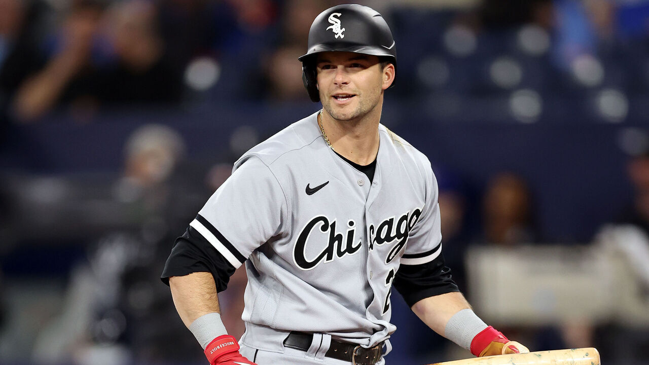 TORONTO, ON - APRIL 25: Andrew Benintendi #23 of the Chicago White Sox bats in the first inning against the Toronto Blue Jays at Rogers Centre on April 25, 2023 in Toronto, Ontario, Canada.