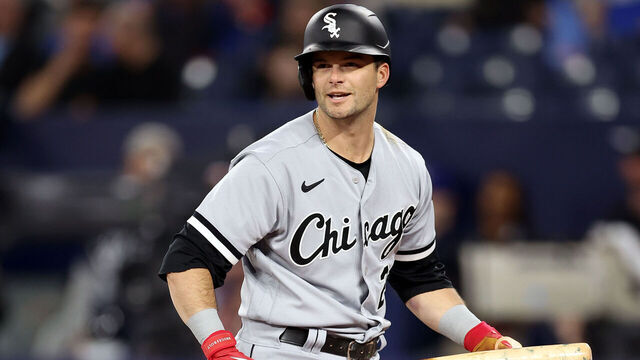 TORONTO, ON - APRIL 25: Andrew Benintendi #23 of the Chicago White Sox bats in the first inning against the Toronto Blue Jays at Rogers Centre on April 25, 2023 in Toronto, Ontario, Canada.
