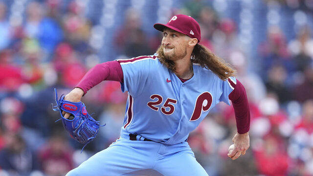 PHILADELPHIA, PA - APRIL 27: Matt Strahm #25 of the Philadelphia Phillies throws a pitch in the top of the first inning against the Seattle Mariners at Citizens Bank Park on April 27, 2023 in Philadelphia, Pennsylvania.
