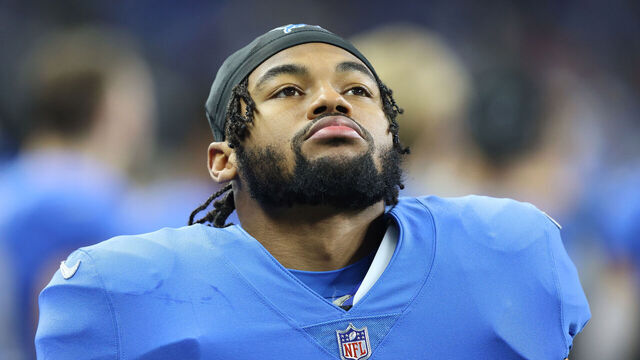 Detroit Lions running back D'Andre Swift (32) is seen during the first half of an NFL football game against the Chicago Bears in Detroit, Michigan USA, on Sunday, January 1, 2023
