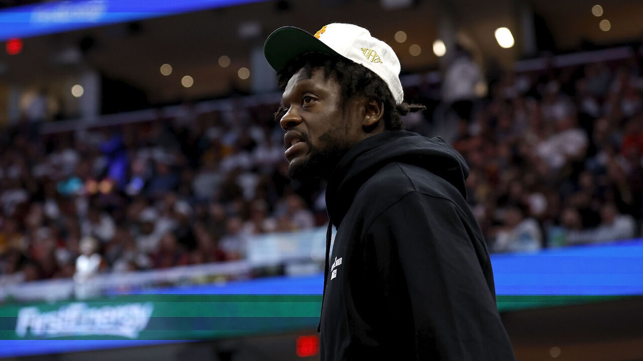 CLEVELAND, OH - APRIL 26: Julius Randle #30 of the New York Knicks stands on the court during Game Five of the Eastern Conference First Round Playoffs against the Cleveland Cavaliers at Rocket Mortgage Fieldhouse on April 26, 2023 in Cleveland, Ohio. New York defeated Cleveland 106-95 to win the series 4-1.