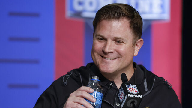 INDIANAPOLIS, IN - MAR 01: Brian Gutekunst, general manager of the Green Bay Packers speaks to reporters during the NFL Draft Combine at the Indiana Convention Center on March 1, 2022 in Indianapolis, Indiana.