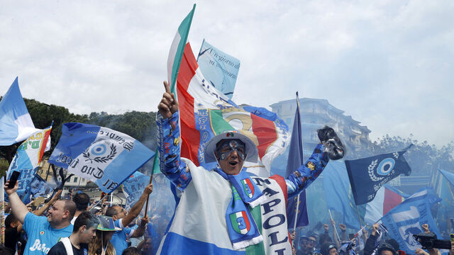NAPLES, ITALY - APRIL 30: SSC Napoli fans wait for the start of the match outside the stadium prior to the Serie A match between SSC Napoli and Salernitana at Stadio Diego Armando Maradona on April 30, 2023 in Naples, Italy.