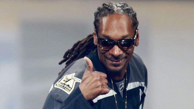 LOS ANGELES, CA - JANUARY 28: DJ/Rapper Snoop Dogg introduces the start of the 2017 Coors Light NHL All-Star Skills Competition at Staples Center on January 28, 2017 in Los Angeles, California.