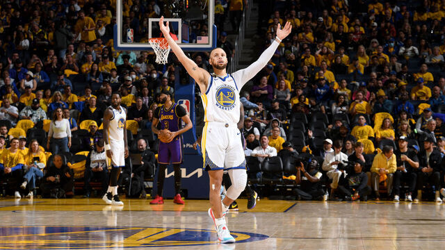 SAN FRANCISCO, CA - MAY 4: Stephen Curry #30 of the Golden State Warriors looks on during the game against the Los Angeles Lakers during Game 2 of the 2023 NBA Playoffs Western Conference Semifinals on May 4, 2023 at Chase Center in San Francisco, California. NOTE TO USER: User expressly acknowledges and agrees that, by downloading and or using this photograph, user is consenting to the terms and conditions of Getty Images License Agreement. Mandatory Copyright Notice: Copyright 2023 NBAE