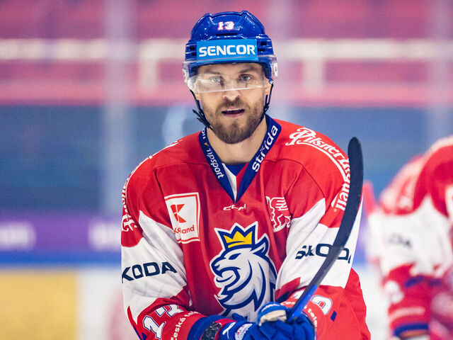 TURKU, FINLAND - NOVEMBER 13: Jiri Smejkal of Czech Republic celebrates his goal during the Karjala Cup 2022 game between Czech Republic and Switzerland at Gatorade Center on November 13, 2022 in Turku, Finland.