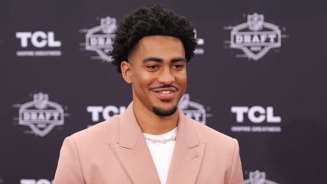 KANSAS CITY, MO - APRIL 27: Alabama quarterback Bryce Young during the NFL Draft Red Carpet event on April 27, 2023 at Union Station in Kansas City, MO.