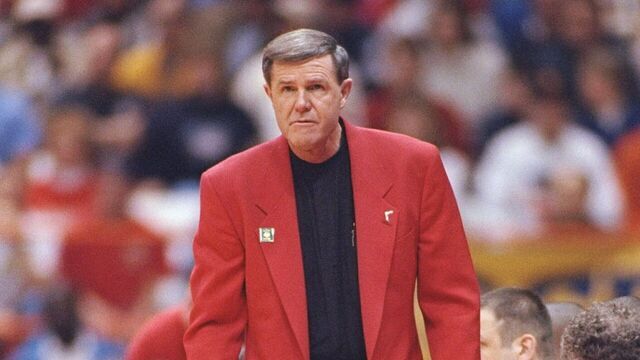 21 Mar 1997: Coach Denny Crum in the Louisville Cardinals watches his players during a playoff game against the Texas Longhorns at the Carrier Dome in Syracuse, New York. Louisville won the game 78-63. Mandatory Credit: Jed Jacobsohn /Allsport