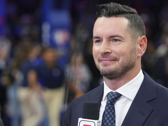 PHILADELPHIA, PA - MARCH 02: ESPN analyst JJ Redick looks on prior to the game between the New York Knicks and Philadelphia 76ers at the Wells Fargo Center on March 2, 2022 in Philadelphia, Pennsylvania.