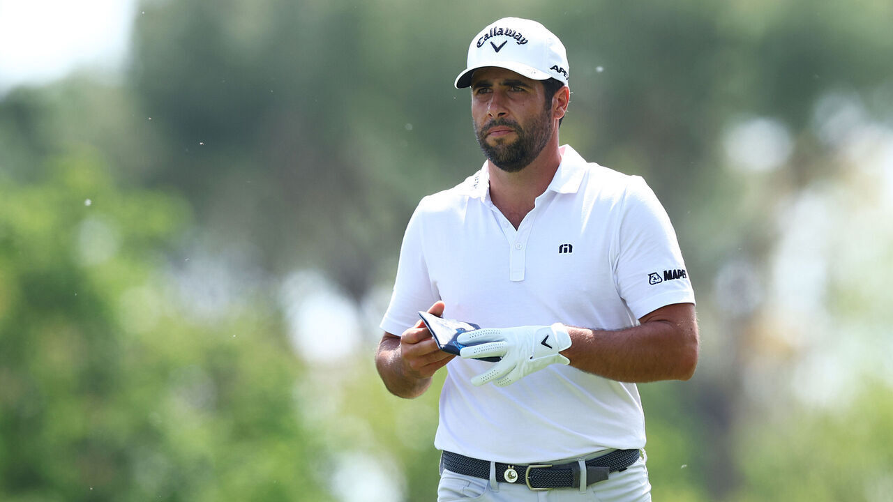 ROME, ITALY - MAY 06: Adrian Otaegui of Spain leaves the 3rd tee box during Day Three of the DS Automobiles Italian Open at Marco Simone Golf Club on May 06, 2023 in Italy.