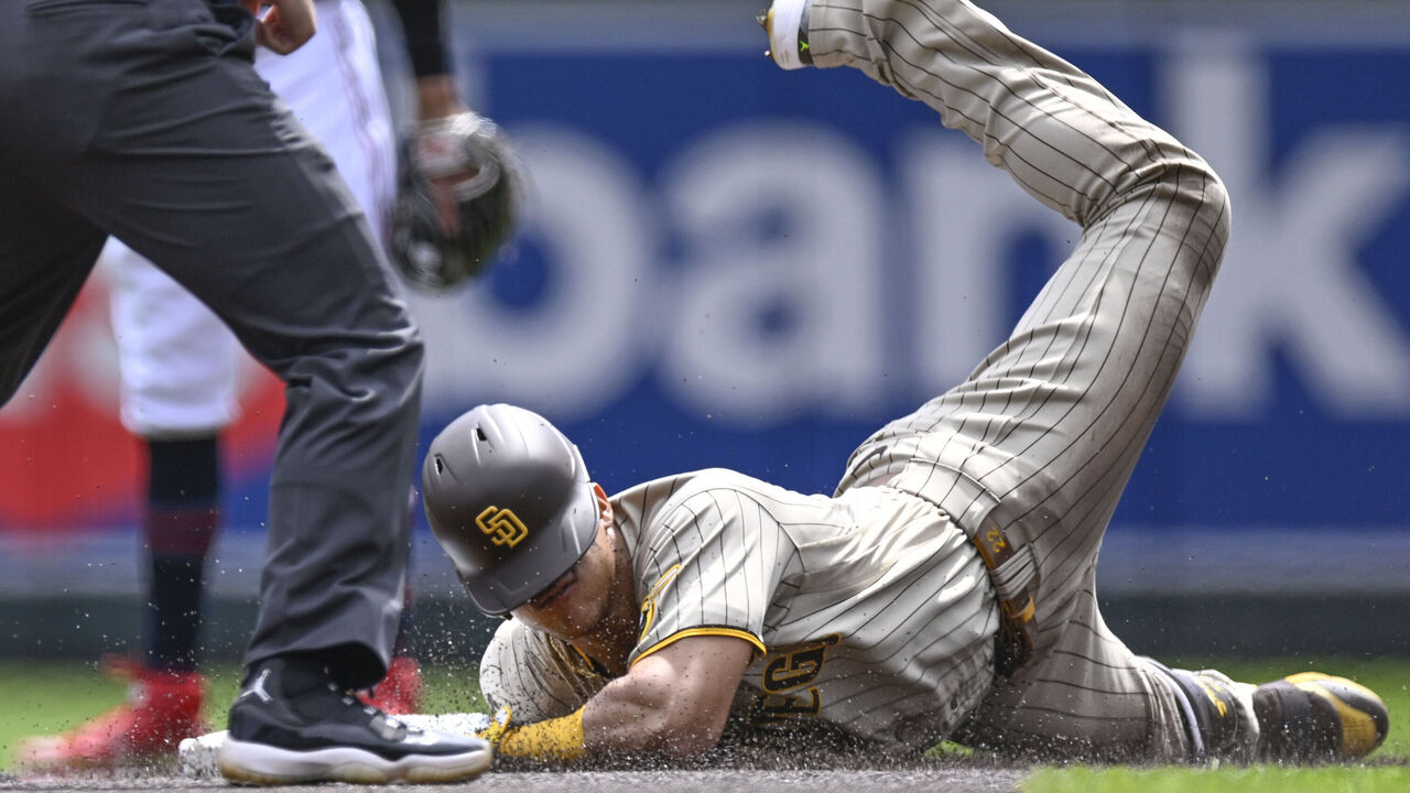 MINNEAPOLIS, MN - MAY 11: San Diego Padres Outfield Juan Soto (22) at the  plate during a MLB game between the Minnesota Twins and San Diego Padres on  May 11, 2023, at