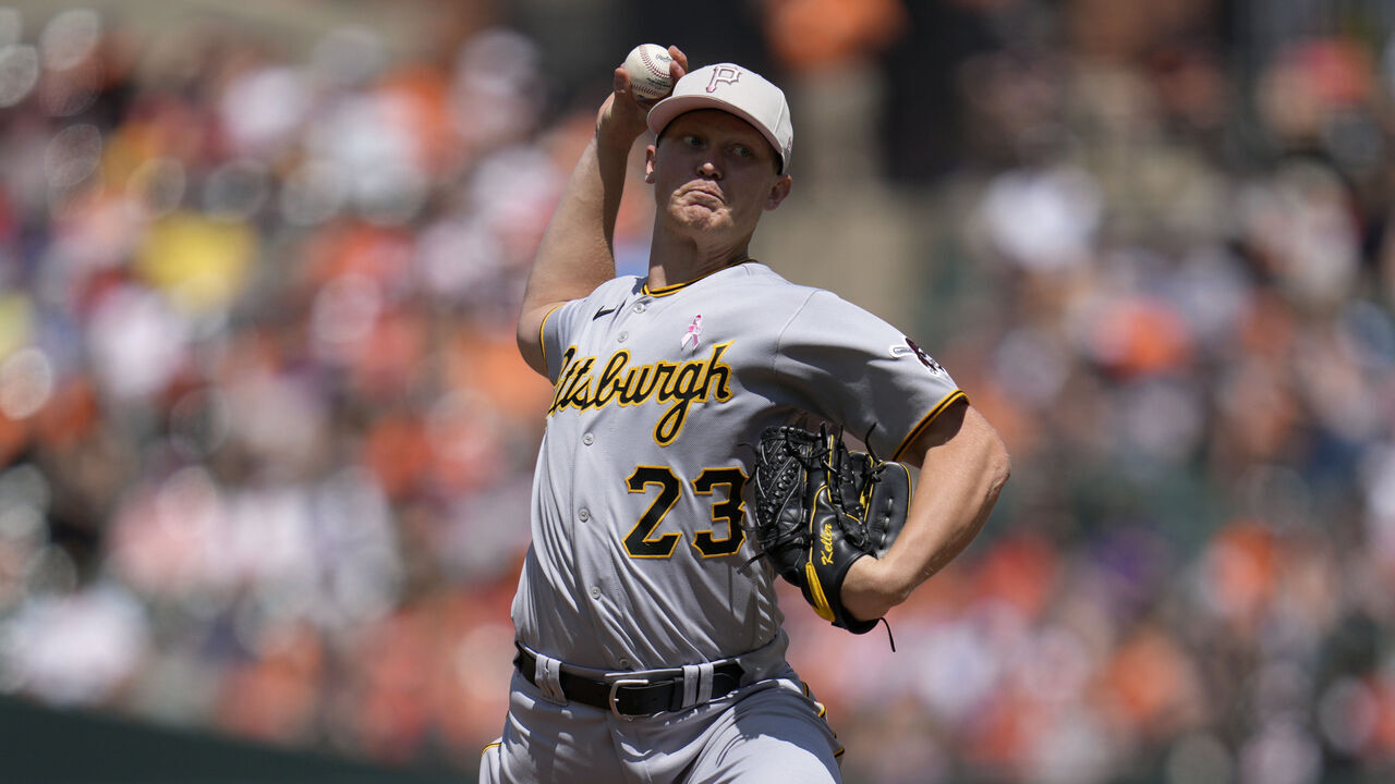 BALTIMORE, MARYLAND - MAY 14: Mitch Keller #23 of the Pittsburgh Pirates pitches to the Baltimore Orioles during the third inning at Oriole Park at Camden Yards on May 14, 2023 in Baltimore, Maryland.