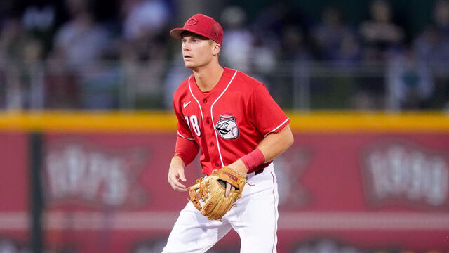 GOODYEAR, ARIZONA - MARCH 10: Matt McLain #78 of the Cincinnati Reds plays second base in the second inning against the Arizona Diamondbacks during a spring training game at Goodyear Ballpark on March 10, 2023 in Goodyear, Arizona.