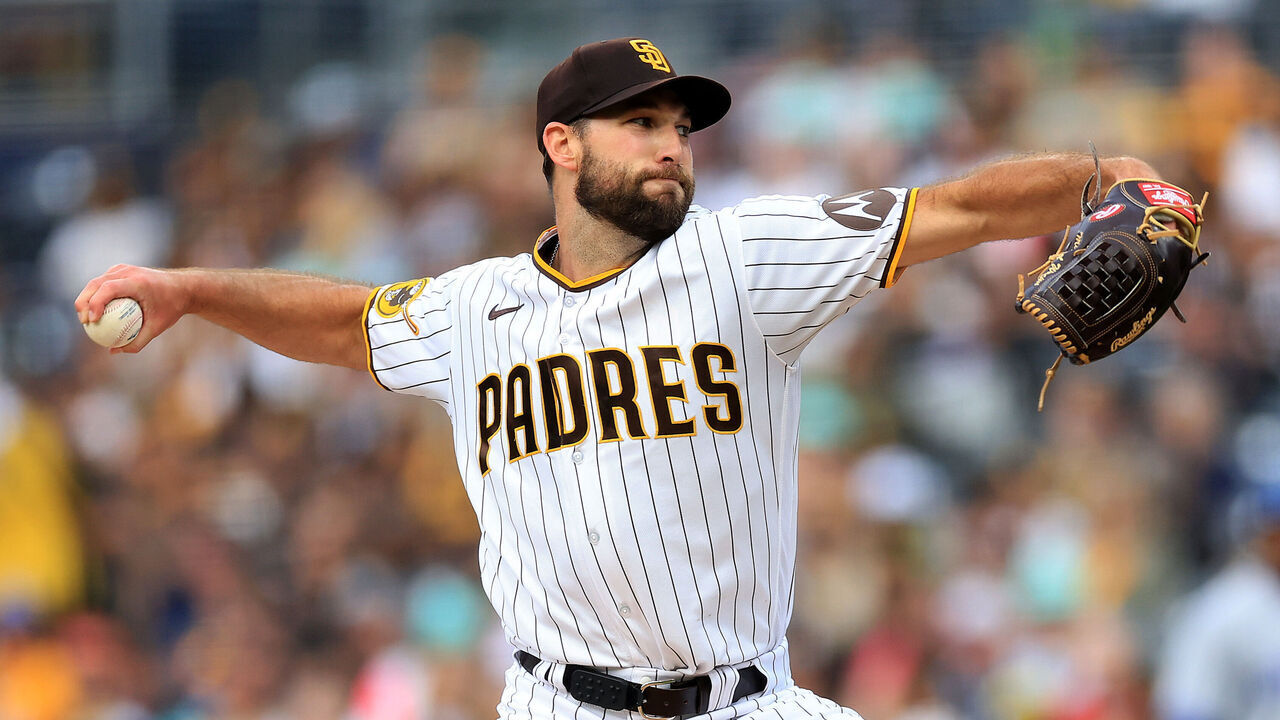 SAN DIEGO, CALIFORNIA - MAY 15: Michael Wacha #52 of the San Diego Padres pitches during the first inning of a game against the Kansas City Royals at PETCO Park on May 15, 2023 in San Diego, California.