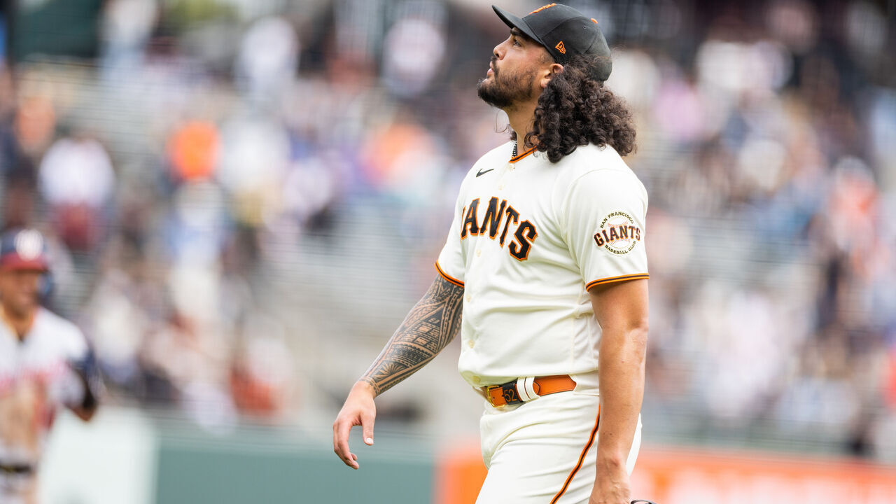 SAN FRANCISCO, CA - MAY 10: San Francisco Giants Pitcher Sean Manaea (52) walks off after a tough game during the MLB professional baseball game between the Washington Nationals and San Francisco Giants on May 10, 2023 at Oracle Park in San Francisco, CA.