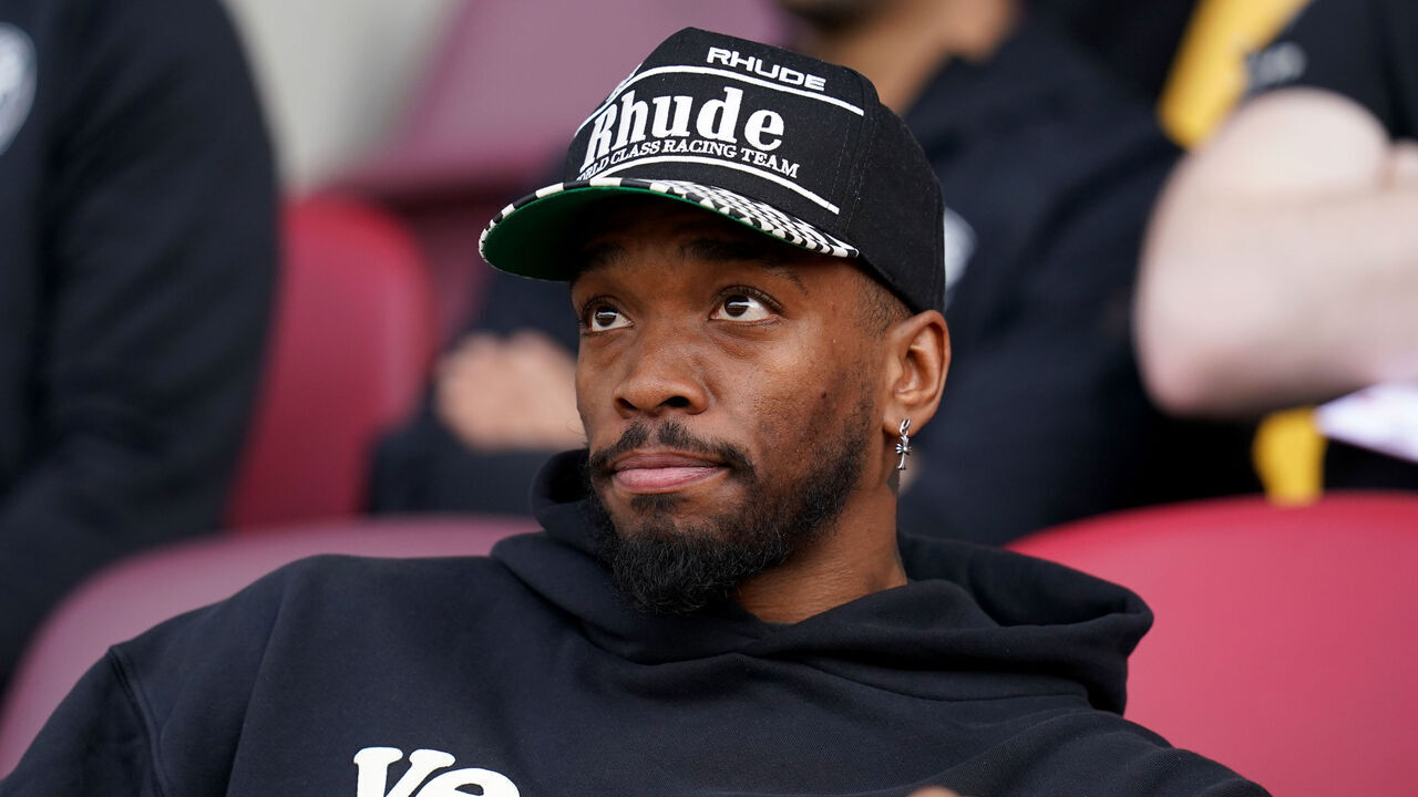 Brentford's Ivan Toney seen sitting in the stands during the Premier League match at the Gtech Community Stadium, London. Picture date: Sunday May 14, 2023.