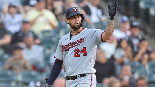 CHICAGO, ILLINOIS - OCTOBER 05: Gary Sanchez #24 of the Minnesota Twins reacts after striking out against the Chicago White Sox at Guaranteed Rate Field on October 05, 2022 in Chicago, Illinois.