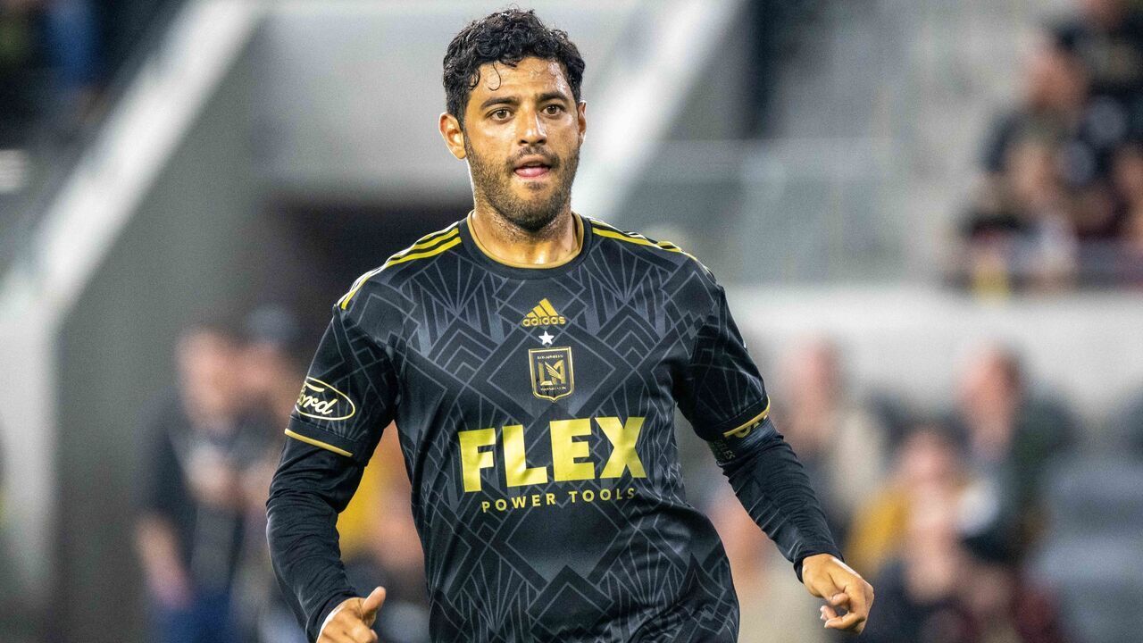 LOS ANGELES, CA - MAY 17: Carlos Vela #10 of Los Angeles FC during the match against Sporting KC at BMO Stadium on May 17, 2023 in Los Angeles, California. The match ended in a 1-1 draw.
