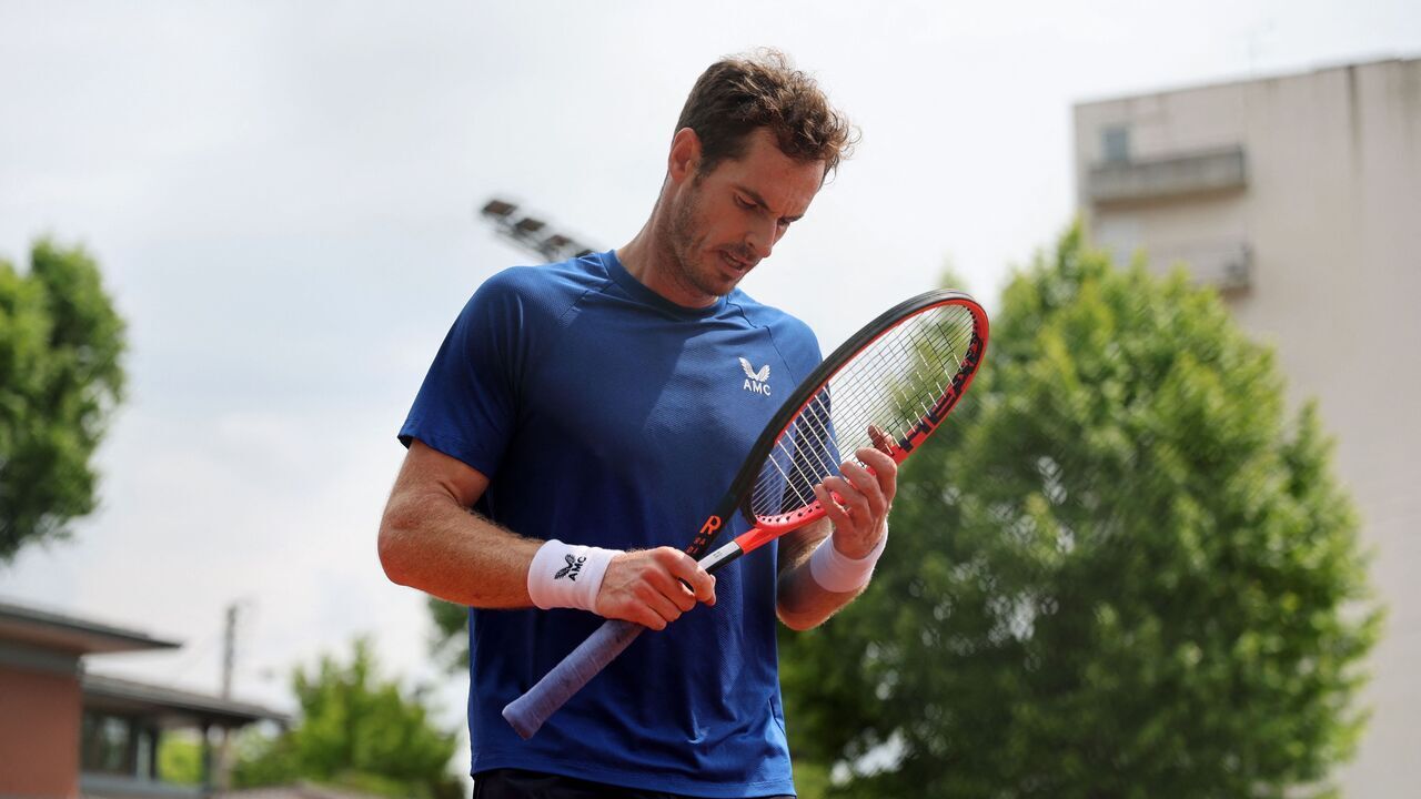Britain's Andy Murray reacts during a practice session prior to the Men's ATP Tour Bordeaux tennis tournament in Bordeaux, southwestern France on May 15, 2023.