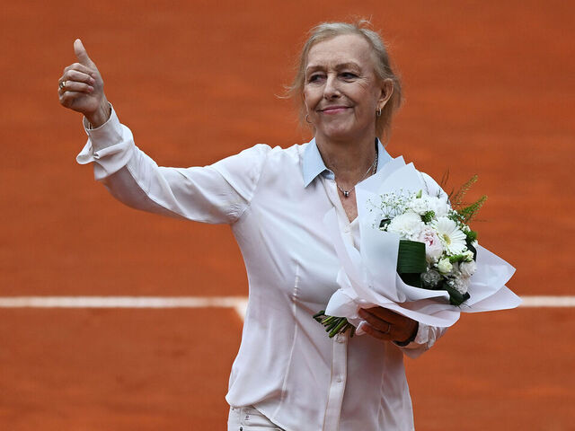 ROME, ITALY - MAY 21: Former Tennis player Martina Navratilova reacts prior to the Men's Singles Final match between Holger Rune of Denmark and Daniil Medvedev on Day Fourteen of the Internazionali BNL D'Italia 2023 at Foro Italico on May 21, 2023 in Rome, Italy.