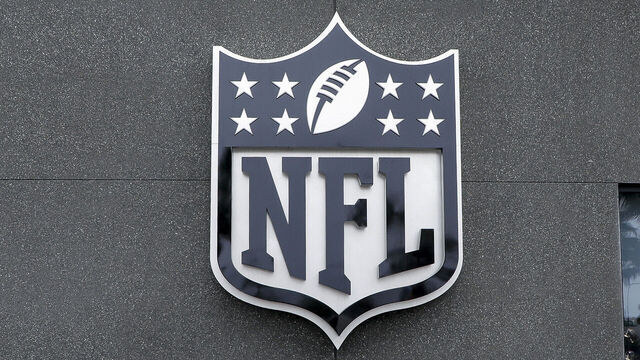 INGLEWOOD, CA - JANUARY 04: The NFL shield displayed on the NFL Network headquarters building, January 04, 2023, in Inglewood, CA.