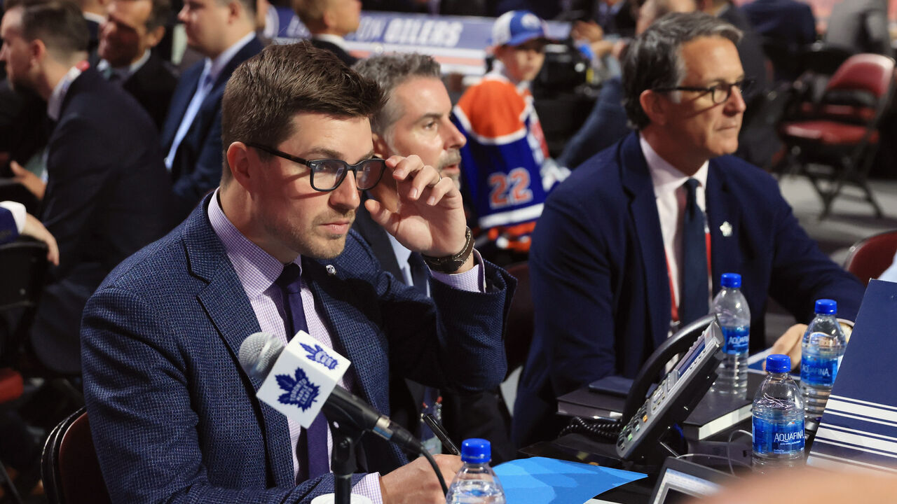 MONTREAL, QUEBEC - JULY 08: Toronto Maple Leafs General manager Kyle Dubas attends the 2022 NHL Draft at the Bell Centre on July 08, 2022 in Montreal, Quebec.