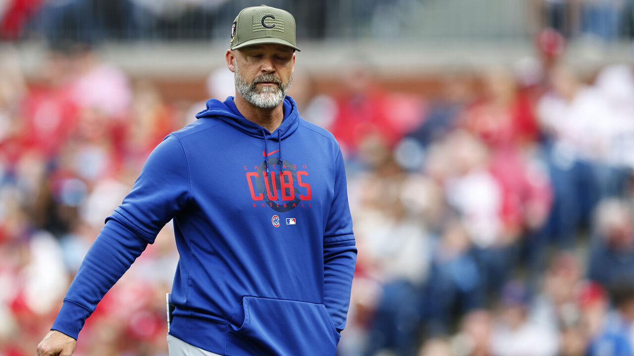 PHILADELPHIA, PA - May 20: Manager David Ross #3 of the Chicago Cubs in action against the Philadelphia Phillies during a game at Citizens Bank Park on May 20, 2023 in Philadelphia, Pennsylvania. The Phillies defeated the Cubs 12-3.