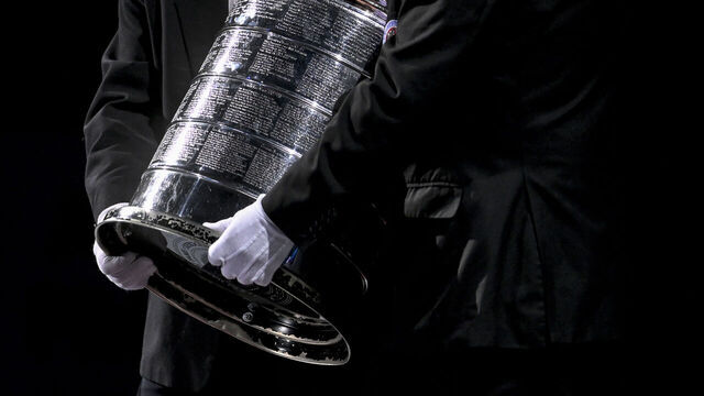 DENVER, CO - OCTOBER 12: The Stanley Cup is presented during a ceremony honoring the Colorado Avalanche before the first period against the Chicago Blackhawks at Ball Arena in Denver on Wednesday, October 12, 2022.