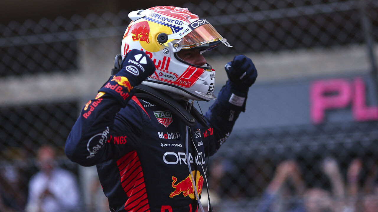 MONTE-CARLO, MONACO - MAY 28: Max Verstappen of Netherland and Oracle Red Bull Racing celebrating his victory during the F1 Grand Prix of Monaco at Circuit de Monaco on May 28, 2023 in Monte-Carlo, Monaco.