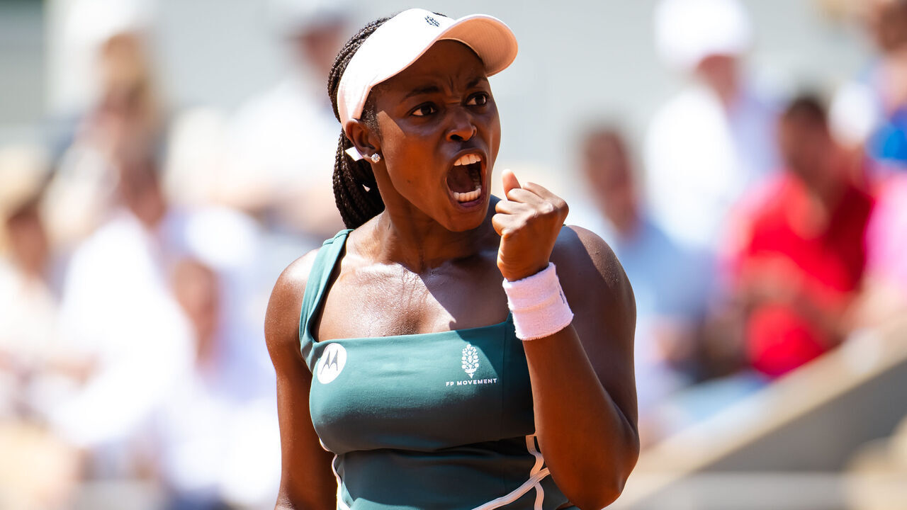 PARIS, FRANCE - MAY 29: Sloane Stephens of the United States reacts against Karolina Pliskova of the Czech Republic in her first round match on Day Two of Roland Garros on May 29, 2023 in Paris, France