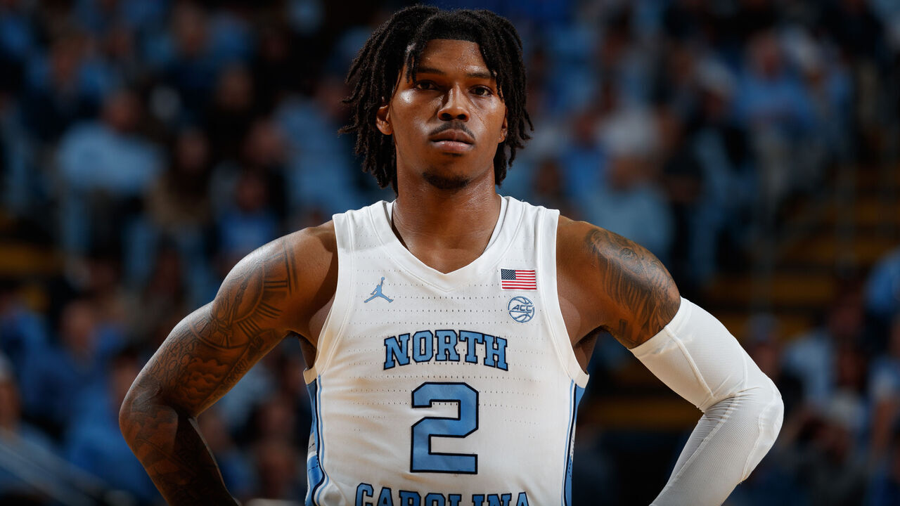 CHAPEL HILL, NC - FEBRUARY 25: Caleb Love #2 of the North Carolina Tar Heels looks on during a game against the Virginia Cavaliers on February 25, 2023 at the Dean Smith Center in Chapel Hill, North Carolina. North Carolina won 71-63.