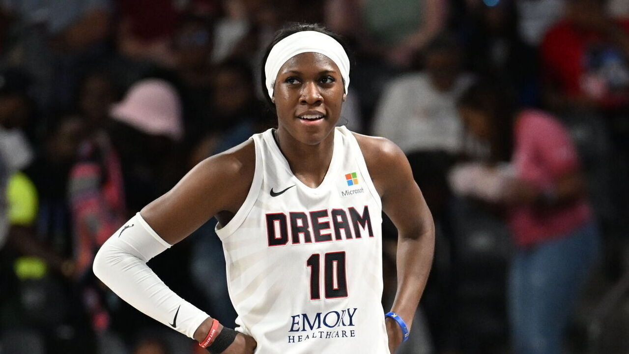 ATLANTA, GA - MAY 28: Rhyne Howard #10 of the Atlanta Dream looks on during the game against the Indiana Fever on May 28, 2023 at Gateway Center Arena at College Park in Atlanta, Georgia. Mandatory Copyright Notice: Copyright 2023 NBAE