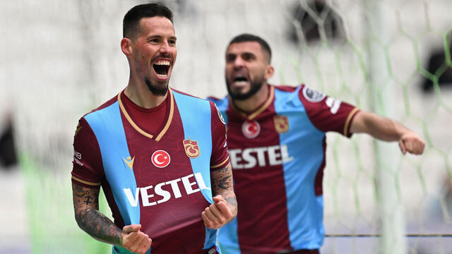 KONYA, TURKIYE - APRIL 29: Marek Hamsik of Trabzonspor celebrates after scoring a goal during Turkish Super Lig week 32 football match between Arabam.com Konyaspor and Trabzonspor at Medas Konya Metropolitan Stadium in Konya, Turkiye on April 29, 2023.
