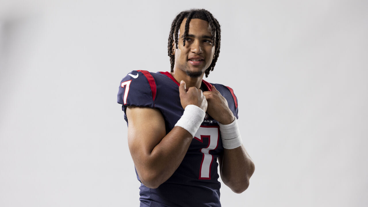 LOS ANGELES, CALIFORNIA - MAY 20: C.J. Stroud #7 of the Houston Texans poses for a portrait during the NFLPA Rookie Premiere on May 20, 2023 in Los Angeles, California.
