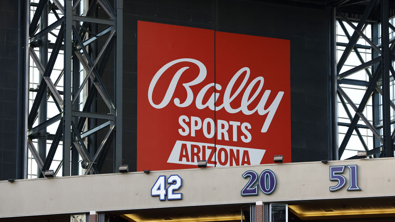 PHOENIX, ARIZONA - MAY 31: The Bally Sports Arizona logo is seen before the game between the Arizona Diamondbacks and the Colorado Rockies at Chase Field on May 31, 2023 in Phoenix, Arizona. The Diamondbacks defeated the Rockies 6-0.