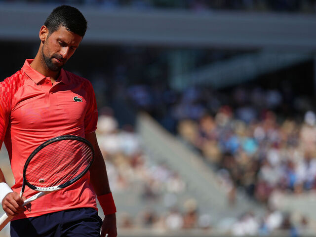 PARIS, FRANCE - JUNE 02: Novak Djokovic of Serbia looks on against Alejandro Davidovich Fokina of Spain during the Men's Singles Third Round match on Day Six of the 2023 French Open at Roland Garros on June 02, 2023 in Paris, France.