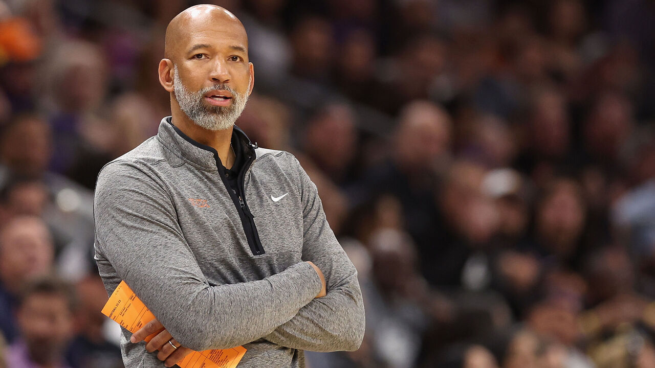 PHOENIX, ARIZONA - APRIL 18: Head coach Monty Williams of the Phoenix Suns looks on during the first half of Game Two of the Western Conference First Round Playoffs at Footprint Center on April 18, 2023 in Phoenix, Arizona.