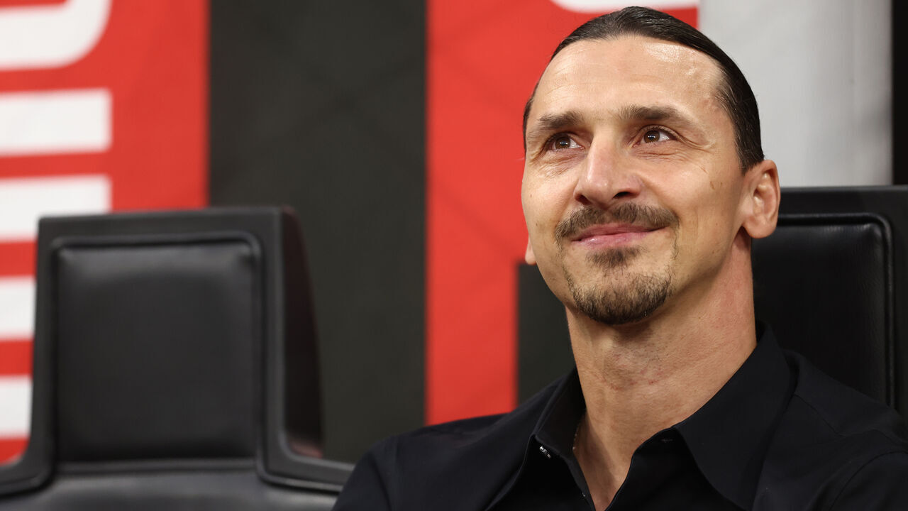 Milan, ITALY - JUNE 04: Zlatan Ibrahimovic of AC Milan cries ahead of the Serie A match between AC Milan and Hellas Verona at Stadio Giuseppe Meazza on June 04, 2023 in Milan, Italy.