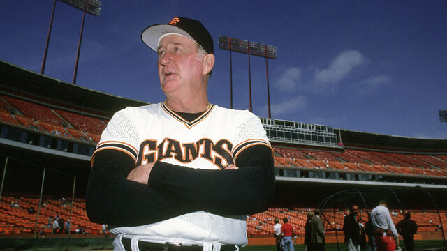 SAN FRANCISCO, CA - CIRCA 1990: Manager Roger Craig #38 of the San Francisco Giants looks on during batting practice before a Major League Baseball game circa 1990 at Candlestick Park in San Francisco, California. Craig Managed the Giants from 1985-92.