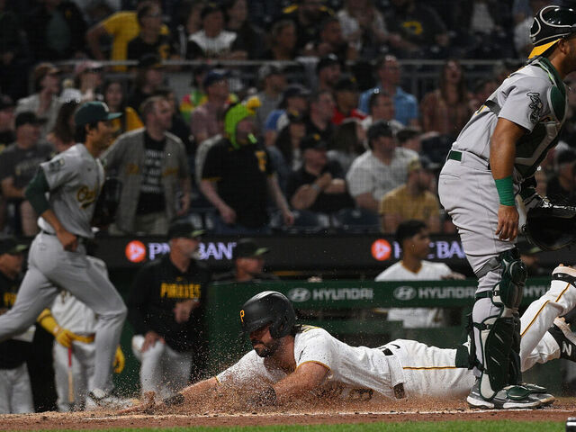 Pirates scrape out victory, hand A's 15th straight road loss