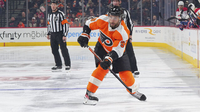 PHILADELPHIA, PA - MARCH 28: Ivan Provorov #9 of the Philadelphia Flyers in action against the Montreal Canadiens at the Wells Fargo Center on March 28, 2023 in Philadelphia, Pennsylvania.
