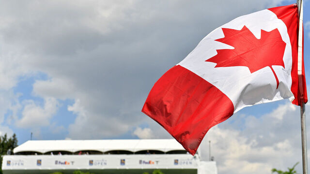 ETOBICOKE, ONTARIO - JUNE 11: A general view of a Canadian flag during the third round of the RBC Canadian Open at St. George's Golf and Country Club on June 11, 2022 in Etobicoke, Ontario.